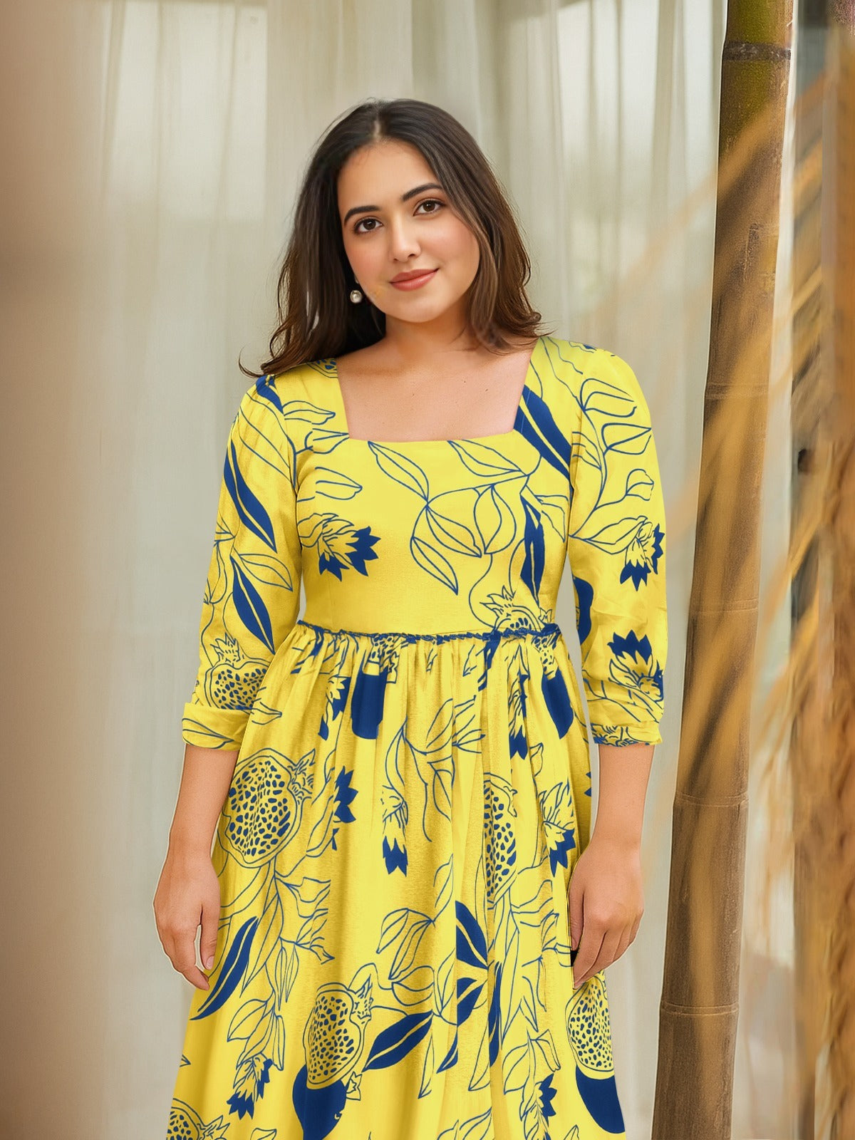 Lush Botanical Square-Neck Tiered Anarkali