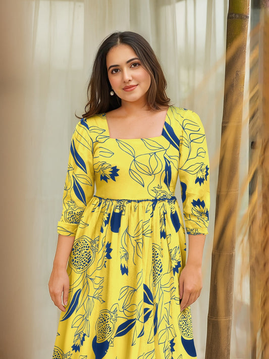 Lush Botanical Square-Neck Tiered Anarkali