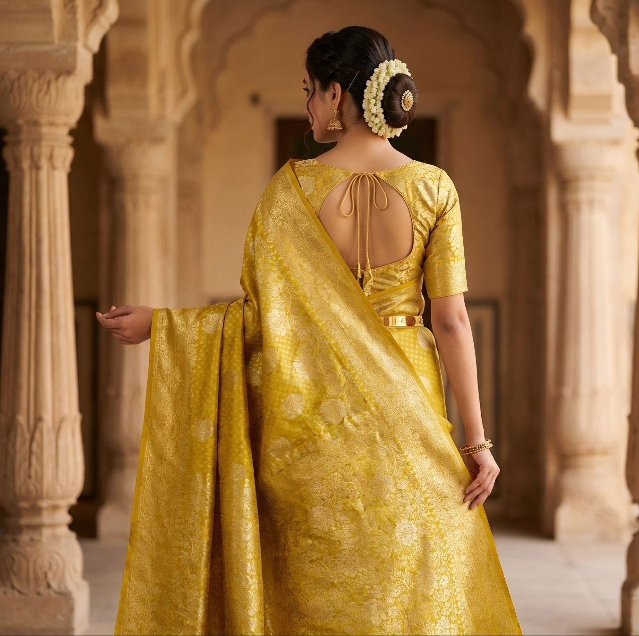 Golden Turmeric Banarasi Silk Saree