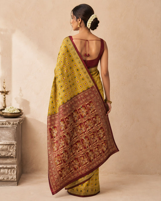 The Sacred Swastik & Patola Art Silk Saree