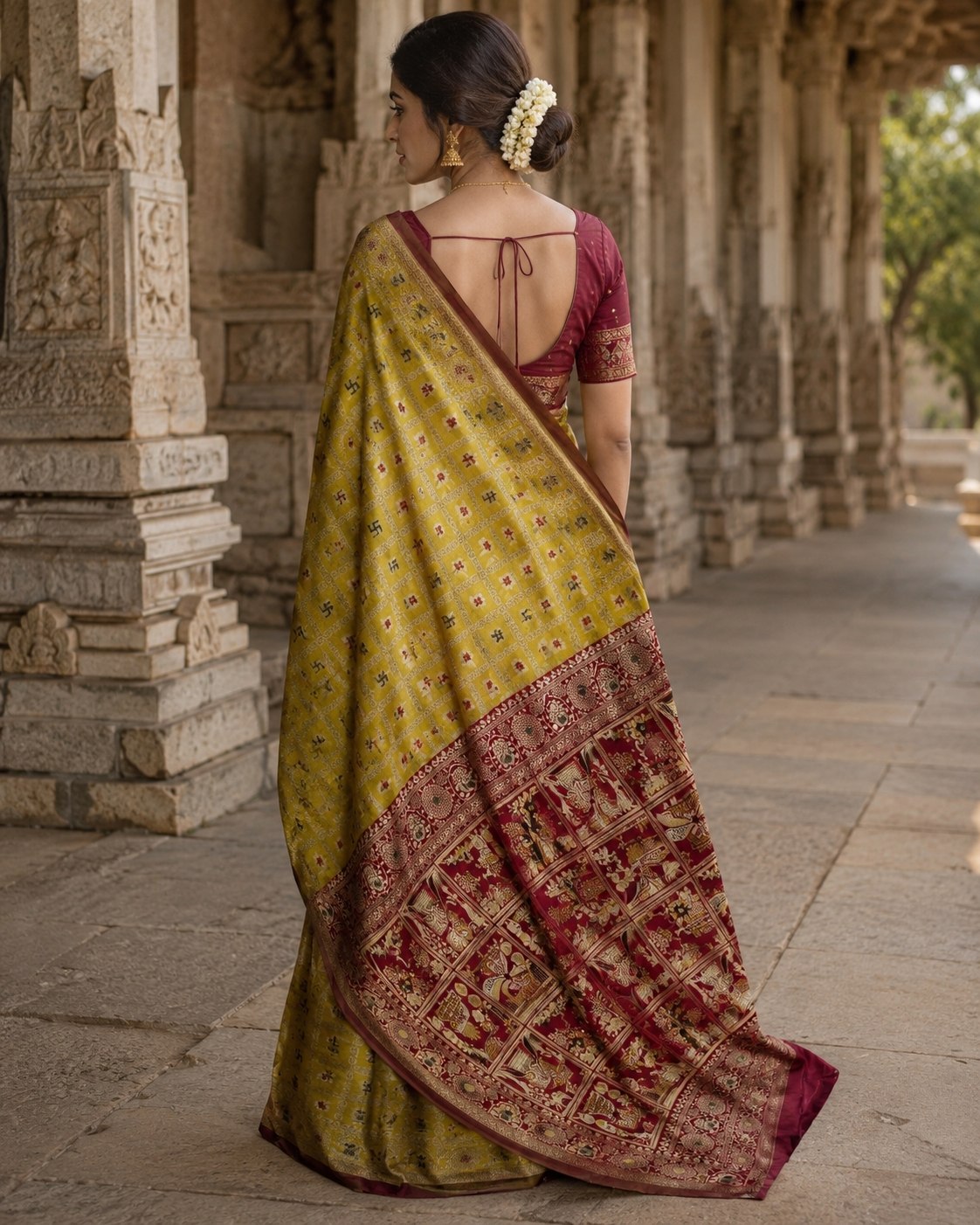The Sacred Swastik & Patola Art Silk Saree