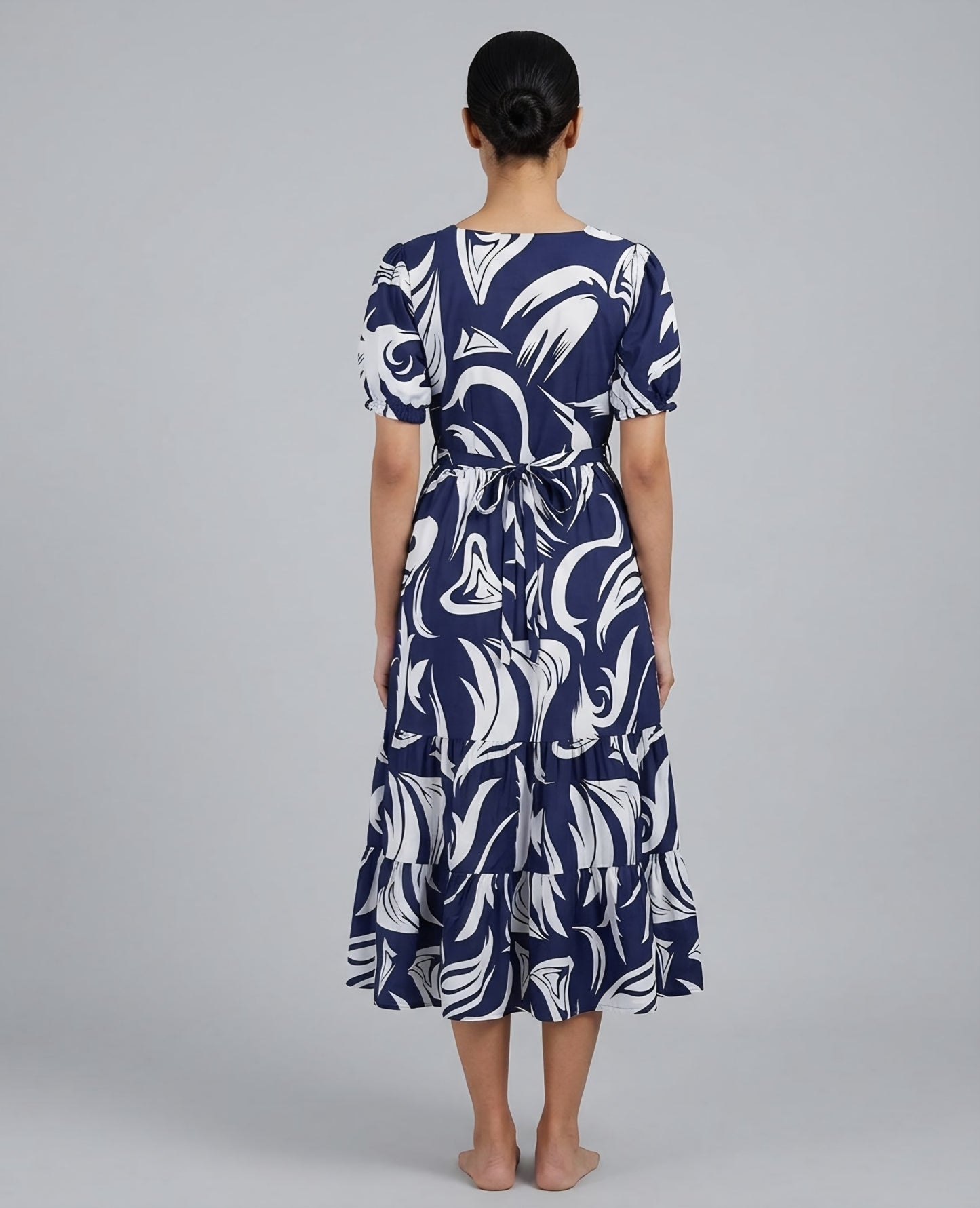 Midnight Wave Abstract Printed Maxi
